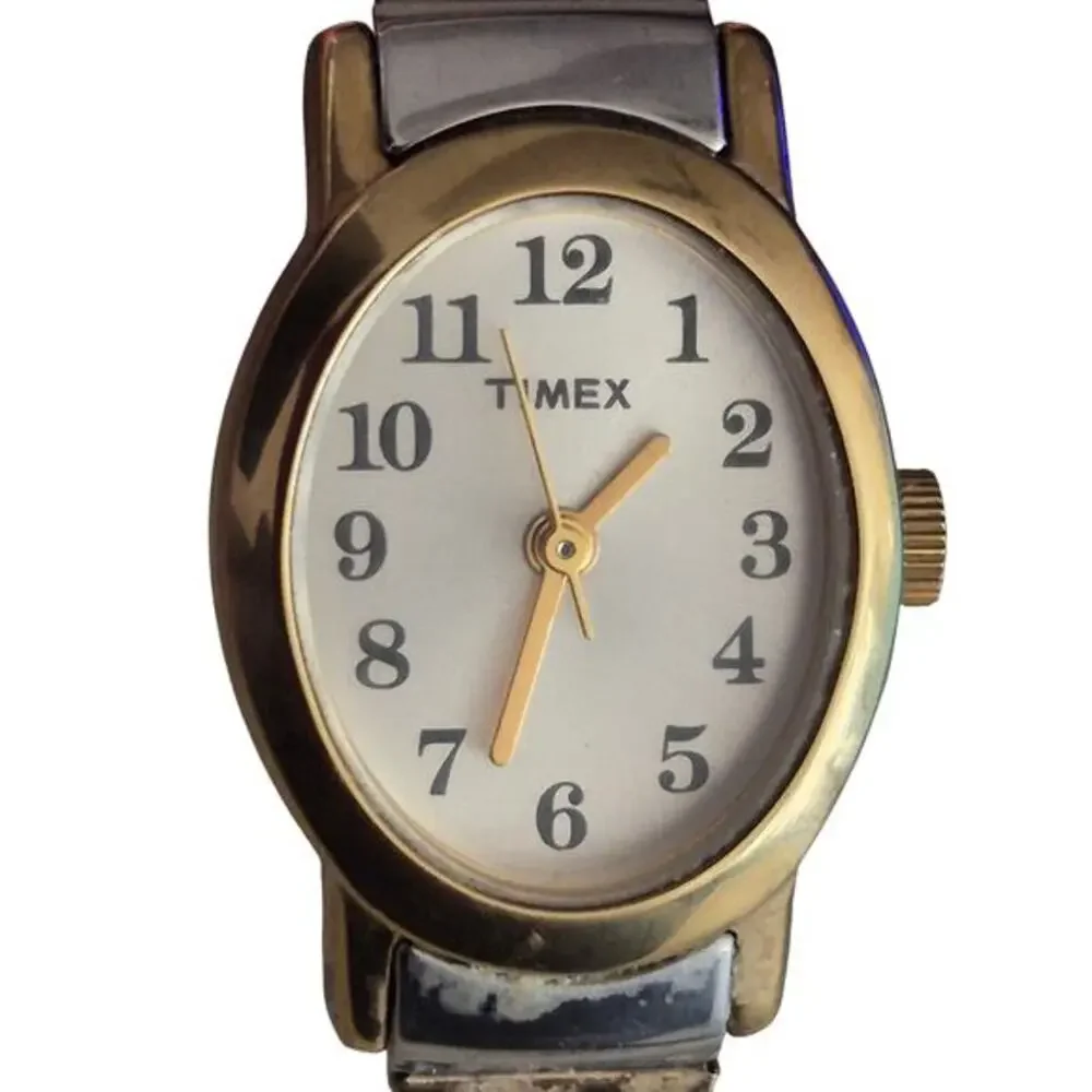 Vintage Women’s Timex Watch Two Tone Metal Bracelet Analog‎ New Battery
